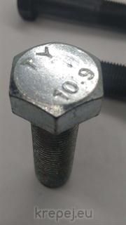 БОЛТ 12Х180 DIN933 10.9 ЦЯЛА РЕЗБА ЦИНК ZN