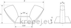 КРИЛЧАТА ГАЙКА M16 DIN314/315 ЦИНК ZN