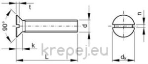ВИНТ 3.5Х16 DIN963/965 БОЛТ ФРЕЗЕНК ШЛИЦ INOX A2