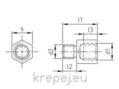 РЕДУЦИРАЩ M10 КЪМ M8 SW13 ПРЕХОДНИК INOX A2