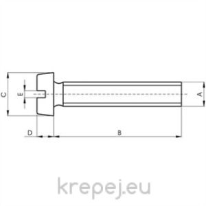 ВИНТ 5Х60 БОЛТ DIN84 ЦИЛИНДРИЧНА ШЛИЦ INOX A2