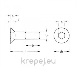 ВИНТ 4Х8 DIN7991 БОЛТ ИМБУС ФРЕЗЕНГ INOX A2