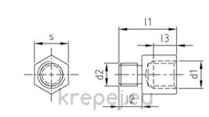 РЕДУЦИРАЩ M12 КЪМ M10 SW17 ПРЕХОДНИК INOX A2