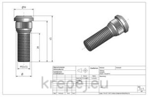 БОЛТ ДИСК 3/4Х2.1/2 10.9 19.05X63 UNF 16G3/8  BL