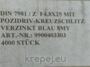 ВИНТ 4.8X25 DIN7981FH PH2 СРЯЗАН ЗА PVC ZN