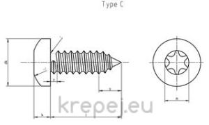ВИНТ 4.8Х38 DIN7981 РАПИДЕН ЛЕЩОВИДНА TORX ZN