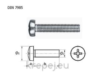 ВИНТ 10Х25 DIN7985 4.8 БОЛТ ЛЕЩОВИДНА PH4 ZN