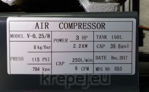 Бутален компресор с ремъчно задвижване 150 л., 51311