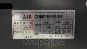 Бутален компресор с директно куплиране 16 л., 1.5 kW, 51353