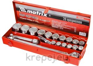 К-т инструменти, 20 части, 3/4", 19-50 mm, метален куфар MTX